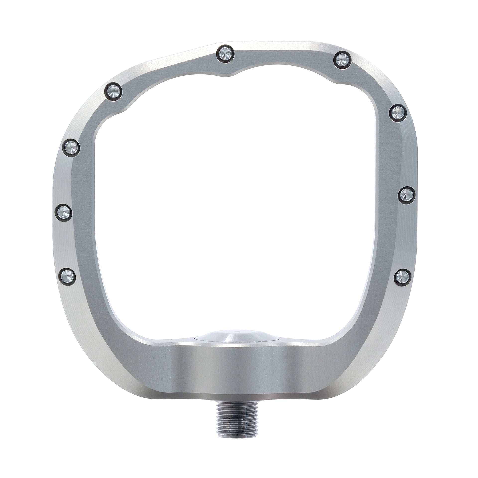 Outlier Pendulum MTB platform pedal in Raw, underside view