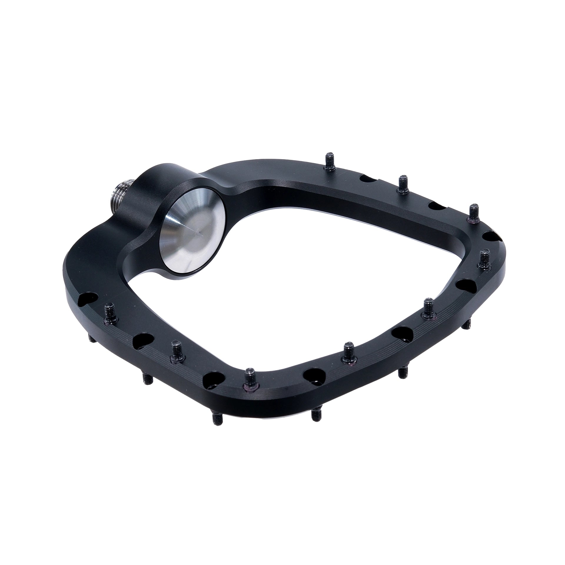 Outlier Void MTB platform pedal in Black, angled view